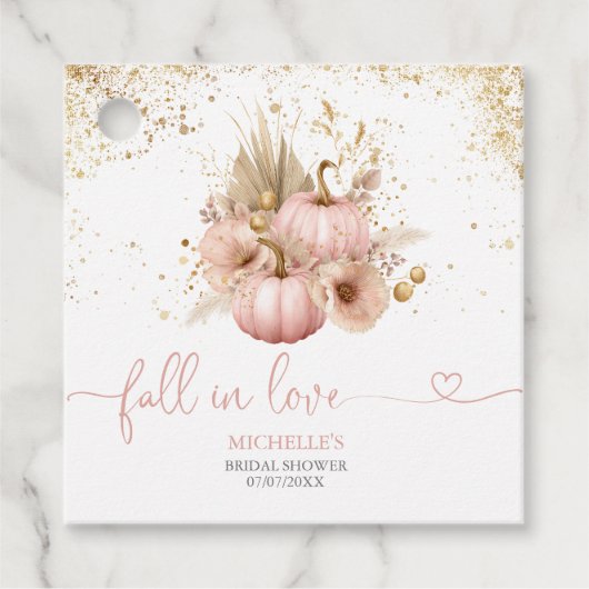 恋に落ちる ブライダルシャワーのお礼 かぼちゃ フェイバータグ (正面)