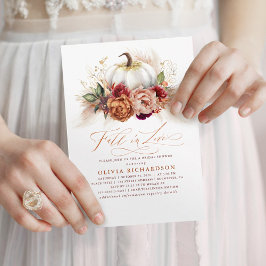 恋に落ちる ブライダルシャワーの花束 ラストの花とパンプキン 招待状