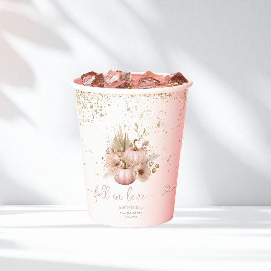 恋に落ちる ブライダルシャワー ボヘミアンフラワー パンプキン 紙コップ