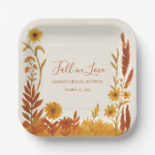 「恋に落ちる」 ブライダルシャワー 水彩花イラスト ペーパープレート (正面)