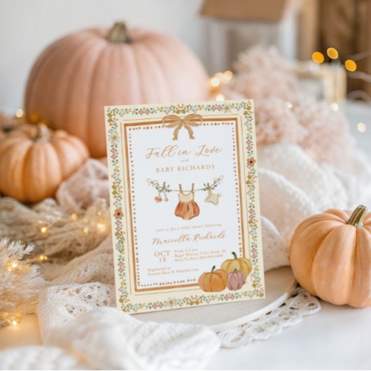 恋に落ちる ベビーシャワー ガール 秋 招待状