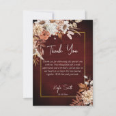 恋に落ちる ボヘミアンスタイルのドライ ブラウンローズ ブライダルシャワー サンキューカード (正面)