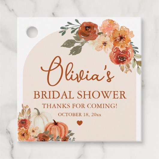 恋に落ちる ボヘミアンポンプキン ブライダルシャワーフェイバータグ フェイバータグ (正面)