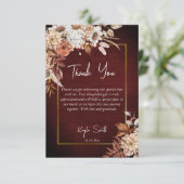 恋に落ちる ボーホー ドライ ブラウン ローズ ブライダル シャワー サンキューカード (スタンド正面)