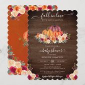 恋に落ちる - ラスティックなパンプキンオータムベイビーシャワーI 招待状 (正面/裏面)