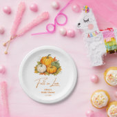 恋に落ちる ラスティック オータム パンプキン ブライダルシャワー ペーパープレート (パーティー)