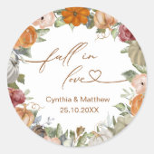 恋に落ちる ラスティック オータム フローラルとパンプキン ラウンドシール (正面)