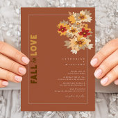 恋に落ちる ラスティック オータム フローラル ウェディング 招待状