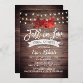 恋に落ちる ラスティック オータム リーフ ブライダル シャワー 招待状 (正面/裏面)