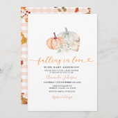 恋に落ちる ラスティック パンプキン 秋のベビーシャワー 招待状 (正面/裏面)