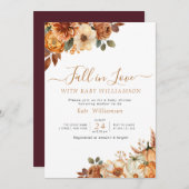 恋に落ちる ラスティック フラワーベイビーシャワーの招待状 招待状 (正面/裏面)