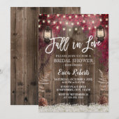 恋に落ちる ラスティック フラワー & ランタン ブライダル シャワー 招待状 (正面/裏面)
