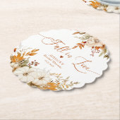 恋に落ちる ラスティック ブライダル シャワー ペーパーコースター (アングル)
