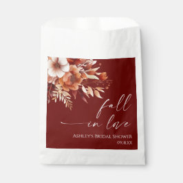 恋に落ちる ラスティ バーガンディー フラワーブライダルシャワー フェイバーバッグ