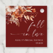 恋に落ちる ラスティ バーガンディ フローラル ブライダル シャワー フェイバータグ (裏面)