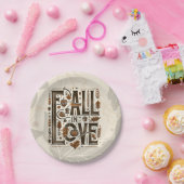 恋に落ちる レトロ オータム 秋のエンゲージメント シャワー ペーパープレート (パーティー)