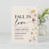 恋に落ちる ワイルドフラワー ボヘミアンスタイルのブライズシャワーの招待状 招待状 (スタンド正面)
