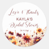 恋に落ちる ワインレッドのダリア ブライダルシャワーのお土産 ラウンドシール (正面)