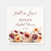 恋に落ちる ワインレッド オレンジ ダリア ブライダルシャワー スタンダードカクテルナプキン (正面)