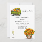 恋に落ちる ヴィンテージ トラック きいろい かわいい かぼちゃの バブル バブル 招待状 (正面)