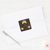 恋に落ちる 水彩のカボチャ 古い納屋のBBQ スクエアシール (封筒)