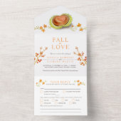恋に落ちる 水彩の殻 心 秋の色に染まる オールインワン招待状 (内側)