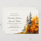 恋に落ちる 水彩 秋の森 ご招待 セーブザデート (正面/裏面)