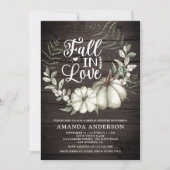 恋に落ちる 白いパンプキンとセイジの木のウェディングシャワー 招待状 (正面)
