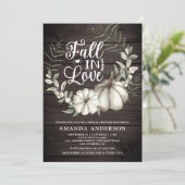恋に落ちる 白いパンプキンとセイジの木のウェディングシャワー 招待状 (スタンド正面)