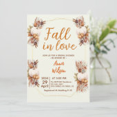 恋に落ちる 白いパンプキン パンパス ブライダルシャワー 招待状 (スタンド正面)