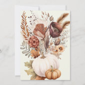 恋に落ちる 白いパンプキン パンパス ブライダルシャワー 招待状 (裏面)