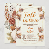 恋に落ちる 白いパンプキン パンパス ブライダルシャワー 招待状 (正面/裏面)