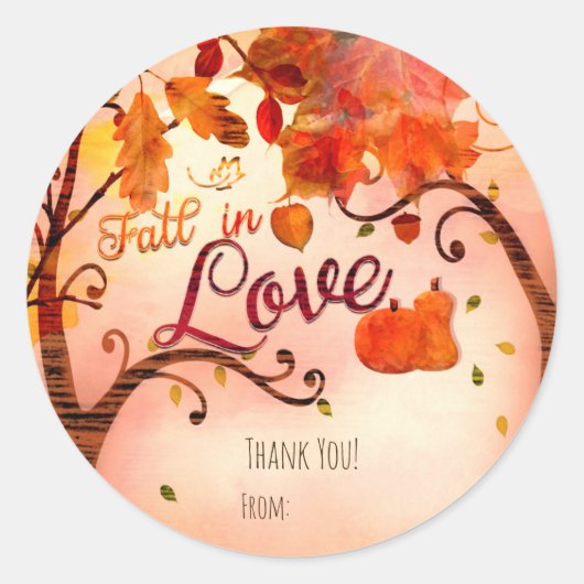 恋に落ちる 秋のブライダルシャワー どんなイベントにも使えるお土産 ラウンドシール (正面)