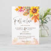 恋に落ちる 秋の紅葉 ヒマワリのウェディング 招待状 (スタンド正面)