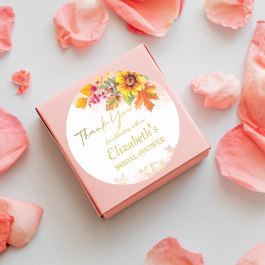 恋に落ちる 秋の紅葉 ブライダルシャワーの招待状 ラウンドシール