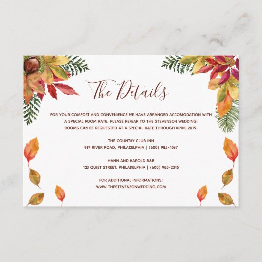 恋に落ちる 秋の結婚式 詳細挿入カード エンクロージャーカード (正面)