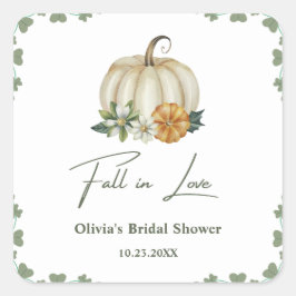 恋に落ちる 秋の緑豊かな かぼちゃのウェディングシャワー ラウンドシール