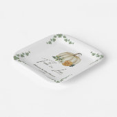 恋に落ちる 秋の緑 あぜり 麦わら帽子 ブライダルシャワー ペーパープレート (傾斜あり)