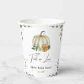 恋に落ちる 秋の緑 あぜ道のトーンのパンプキン ブライダルシャワー 紙コップ (正面)