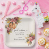 恋に落ちる 秋の落ち葉 パンプキン ブライダルシャワー ペーパープレート (パーティー)