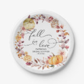 恋に落ちる 秋の葉 パンプキン ブライダルシャワー ペーパープレート (正面)