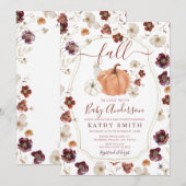 恋に落ちる 秋の野生の花 かぼちゃ 赤ちゃん歓迎会 招待状 (正面/裏面)