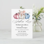 恋に落ちる 秋 水彩画 かぼちゃ ウェディング   招待状 (スタンド正面)