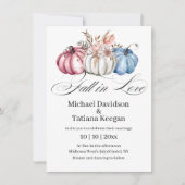 恋に落ちる 秋 水彩画 かぼちゃ ウェディング   招待状 (正面)