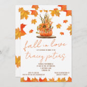 恋に落ちる、紅葉、テーマのブライダルシャワー 招待状 (正面/裏面)