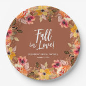 恋に落ちる 花のウェディングシャワー テラコッタ ペーパープレート (正面)