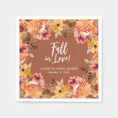 恋に落ちる 花のテラコッタ ブライダルシャワー スタンダードカクテルナプキン (正面)