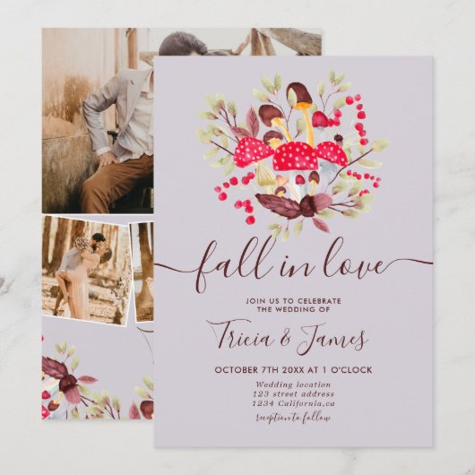 恋に落ちる 農村の写真 結婚式 招待状 (正面/裏面)