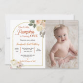 恋に落ちる 1歳の誕生日 ラスティーフラワー かぼちゃ 招待状 (正面)