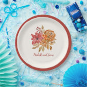 恋に落エレガントちる秋の花 ペーパープレート (パーティー)